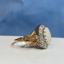 18ct Yellow Gold Opal and Diamond Cluster Ring