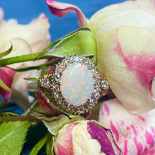 18ct Yellow Gold Opal and Diamond Cluster Ring