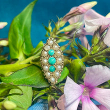 9ct Yellow Gold Turquoise and Pearl Ring