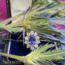 Platinum Sapphire and Diamond Cluster Ring