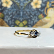 18ct Yellow Gold Sapphire and Diamond Twist Ring