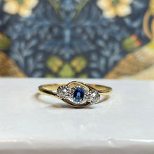 18ct Yellow Gold Sapphire and Diamond Twist Ring