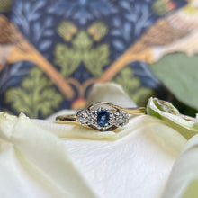 18ct Yellow Gold Sapphire and Diamond Twist Ring