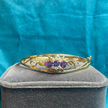 9ct Yellow Gold Amethyst and Cubic Zirconia Bangle