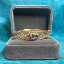 9ct Yellow Gold Amethyst and Cubic Zirconia Bangle