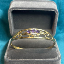 9ct Yellow Gold Amethyst and Cubic Zirconia Bangle