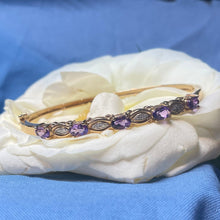 9ct Yellow Gold Amethyst and Diamond Bangle