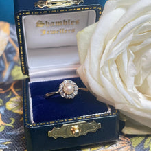 9ct Yellow Gold Pearl and Diamond Cluster Ring