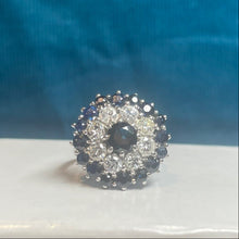 18ct White Gold Sapphire and Diamond Cluster Ring