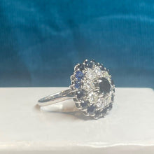 18ct White Gold Sapphire and Diamond Cluster Ring
