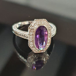 Amethyst and Diamond Ring