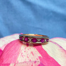 9ct Yellow Gold Ruby and Diamond Band