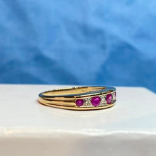 9ct Yellow Gold Ruby and Diamond Band