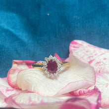 18ct Yellow Gold Ruby and Diamond Cluster Ring