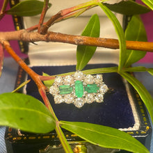 18ct Yellow Gold Emerald and Diamond Cluster Ring