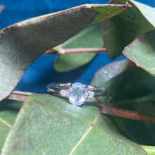 18ct White Gold Blue Topaz and Diamond Ring