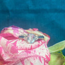 18ct White Gold Blue Topaz and Diamond Ring