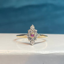 18ct Yellow Gold Diamond and Ruby Cluster Ring