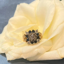 9ct Yellow Gold Diamond and Sapphire Cluster Ring