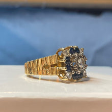 9ct Yellow Gold Diamond and Sapphire Cluster Ring