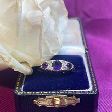 9ct Yellow Gold Amethyst and Diamond Ring