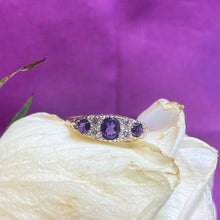 9ct Yellow Gold Amethyst and Diamond Ring