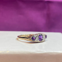 9ct Yellow Gold Amethyst and Diamond Ring