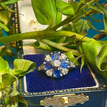 18ct White Gold Diamond and Sapphire Cluster Ring