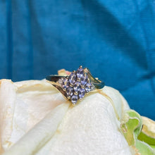 9ct Yellow Gold Amethyst and Diamond Cluster Ring
