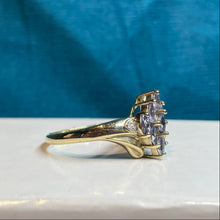 9ct Yellow Gold Amethyst and Diamond Cluster Ring