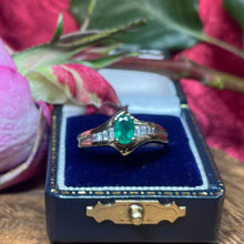 9ct Yellow Gold Emerald and Diamond Ring