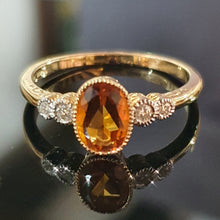 Citrine and diamond ring in 9ct yellow gold