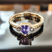 Tanzanite and Diamond Ring set in 9ct Yellow Gold