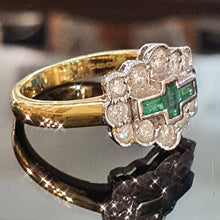 Emerald and Diamond Ring set in 18ct Yellow Gold