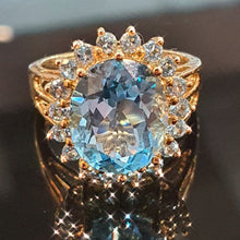 Topaz and Aquamarine Ring set on 9ct Yellow Gold