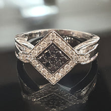 Black Diamond Ring set on 9ct White Gold