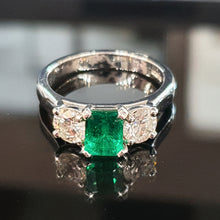 Emerald and Diamond Platinum Ring
