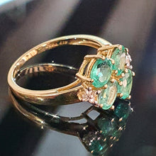 Emerald and Diamond ring set on 9ct Yellow Gold
