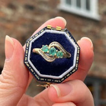 9ct Yellow Gold Diamond and Emerald Ring