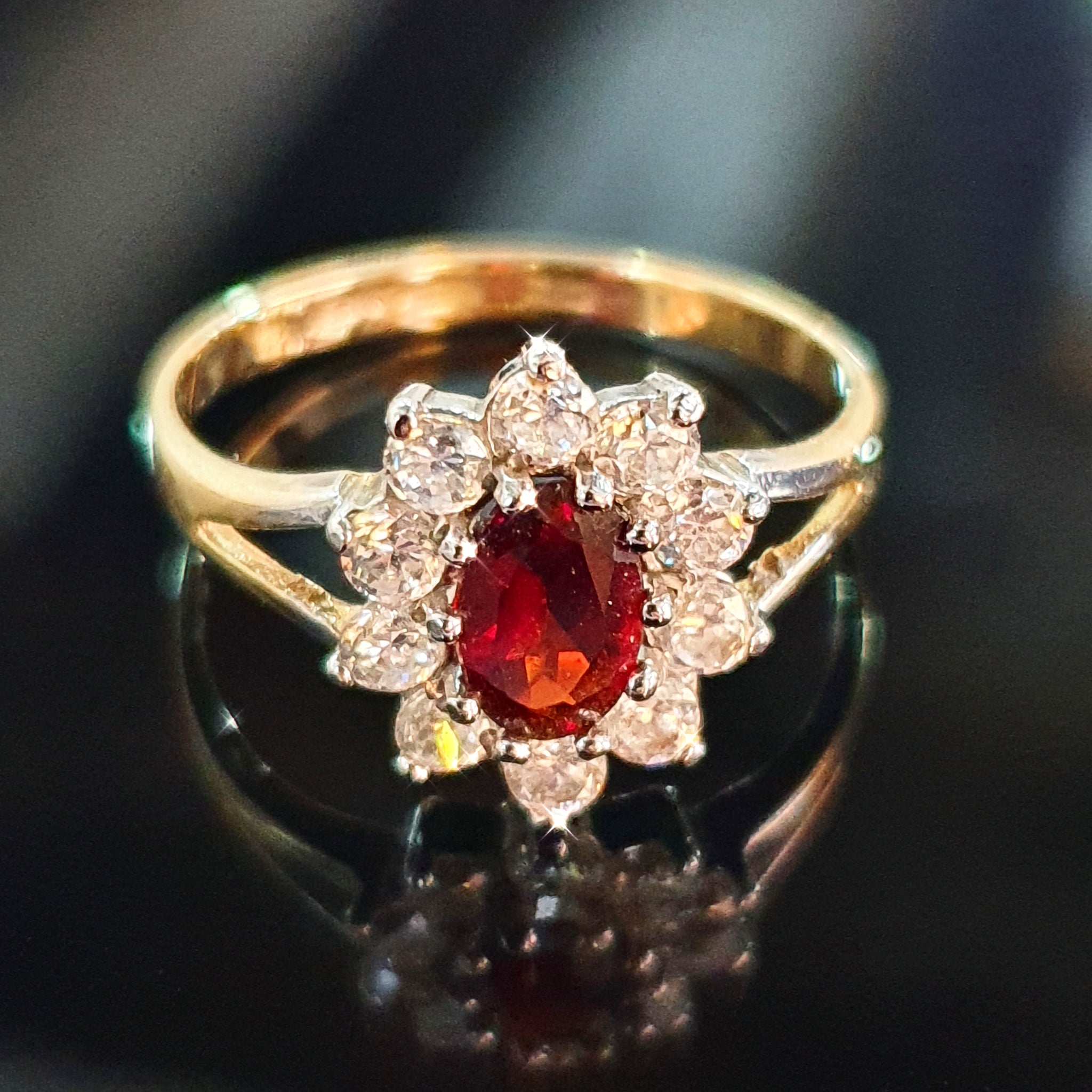 Garnet and CZ ring set
