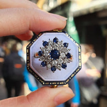 18ct Yellow Gold Sapphire and Diamond Cluster Ring