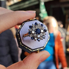 18ct Yellow Gold Sapphire and Diamond Cluster Ring