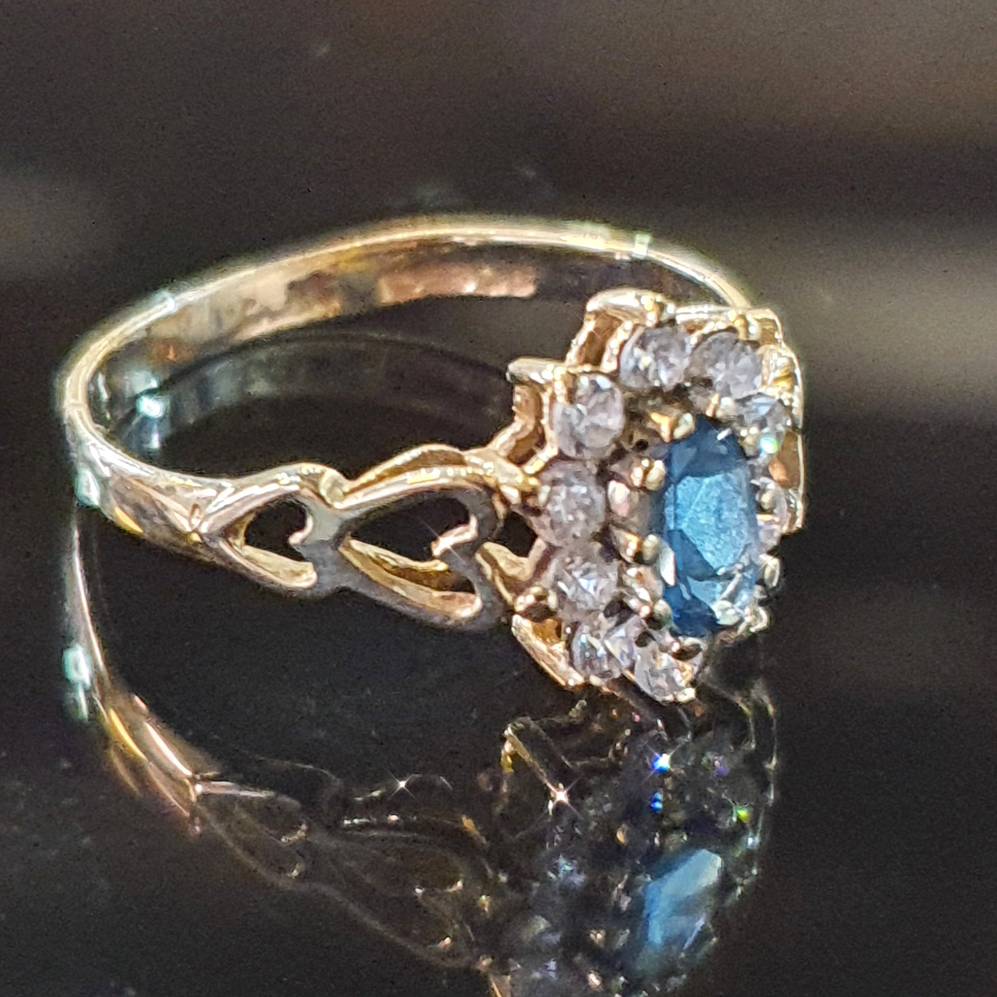 Topaz and CZ Ring set in 9ct Yellow Gold